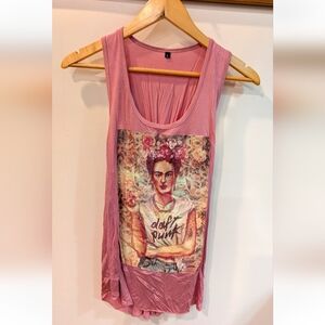 Women’s Pink Graphic Tank Top featuring Frida Design